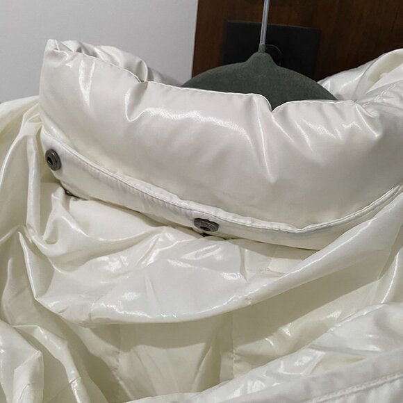 Unisex Moncler White Down Jacket With Hood - Picture 2 of 10